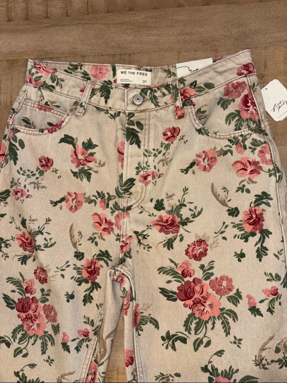 We The Free Deep Trance Mid Rise Printed Jeans Wallpaper Size 27 NWT Free People - Picture 7 of 11